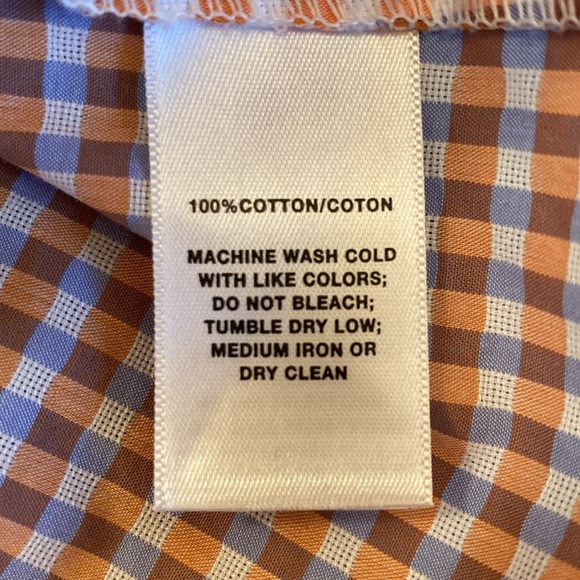 Lafayette 148 New York Orange and Blue Checkered Button Down Shirt - Picture 6 of 7